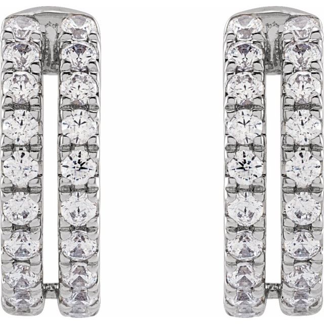 Diamond Accented Ear Cuff Earrings in 14k White Gold