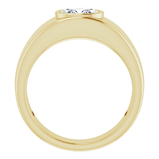 Men's Oval Engagement Ring in 18k Yellow Gold