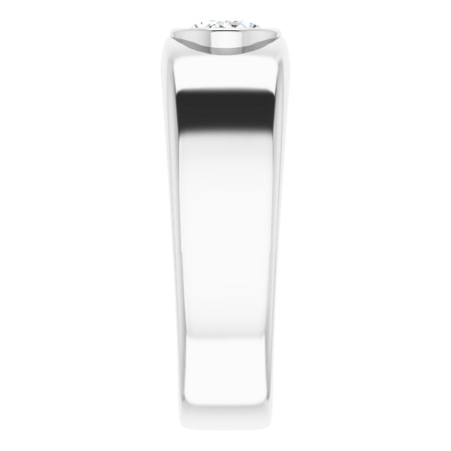 Men's Oval Engagement Ring in 14k White Gold