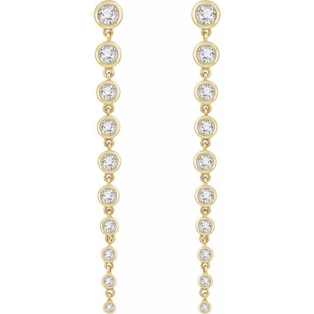 Graduated Diamond Drop Earrings in 14k Yellow Gold
