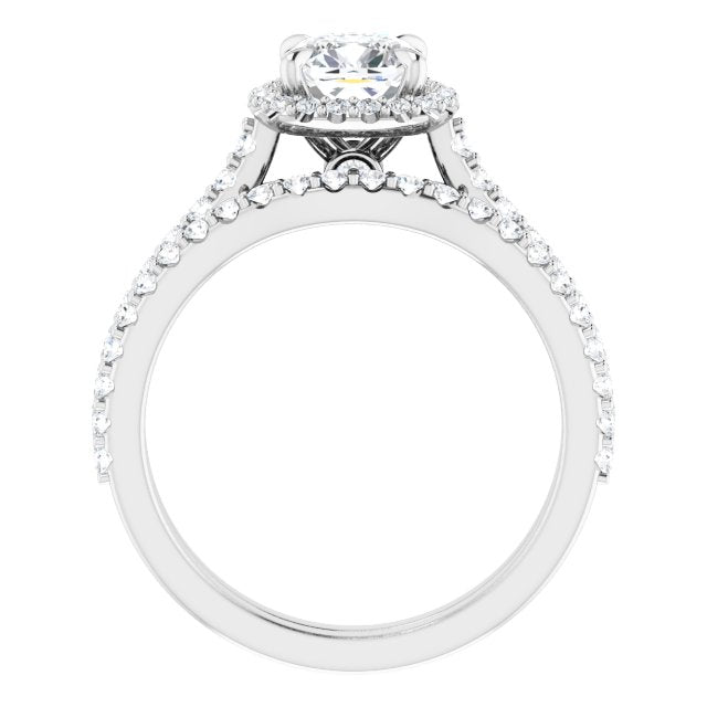 Asleo Halo-style Cushion Engagement Ring in 14k White Gold