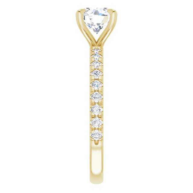 Asleo French Set Round Diamond Engagement Ring in 18k Yellow Gold