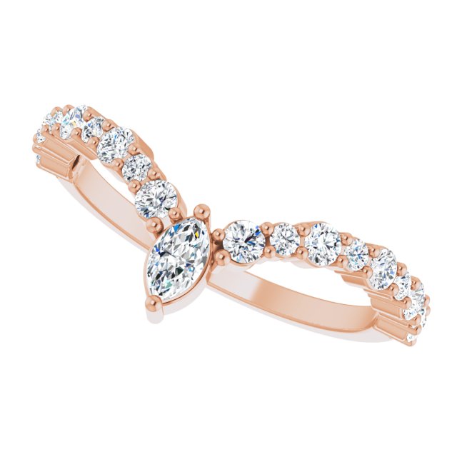 Accented V Ring in 14k Rose Gold