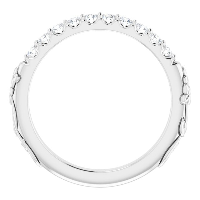 Diamond Floral Wedding Band in 14k White Gold