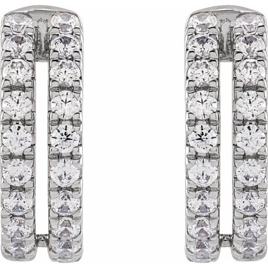 Diamond Accented Ear Cuff Earrings in 14k White Gold