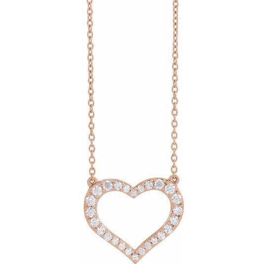 Diamond Heart Necklace in 14k Rose Gold