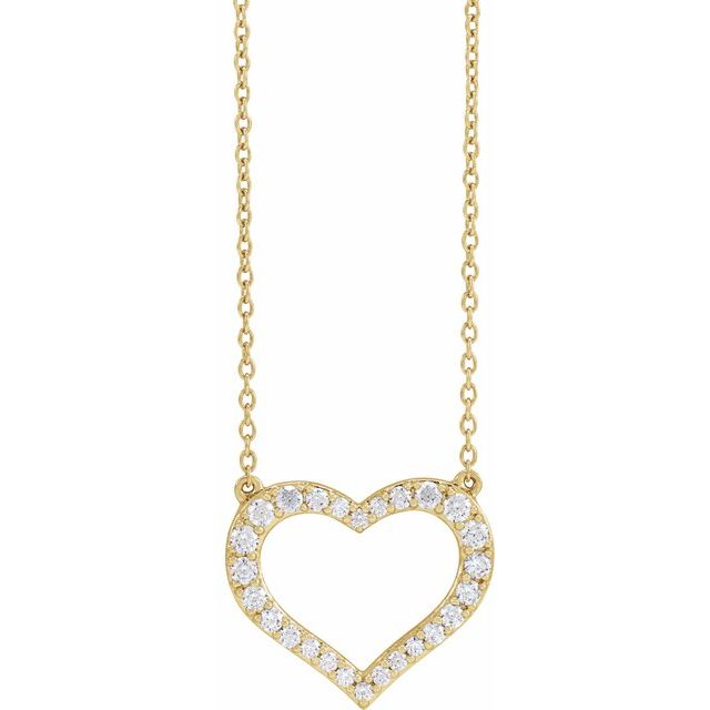 Diamond Heart Necklace in 14k Yellow Gold