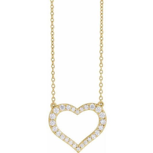 Diamond Heart Necklace in 14k Yellow Gold