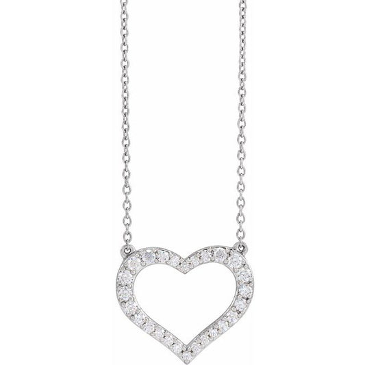 Diamond Heart Necklace in 14k White Gold