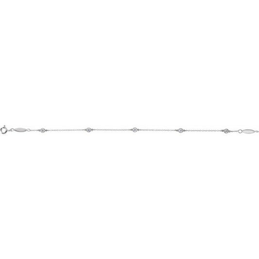 Diamond Bezel-Set Station Bracelet in 14k White Gold