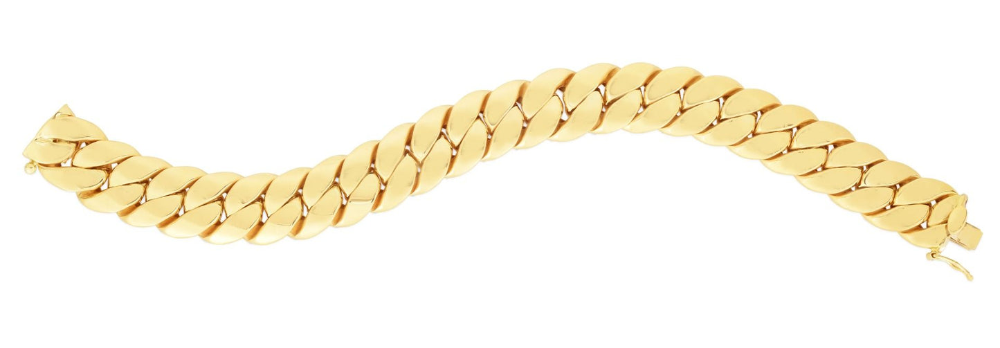 14mm Miami Cuban Bracelet   in 14k Yellow Gold