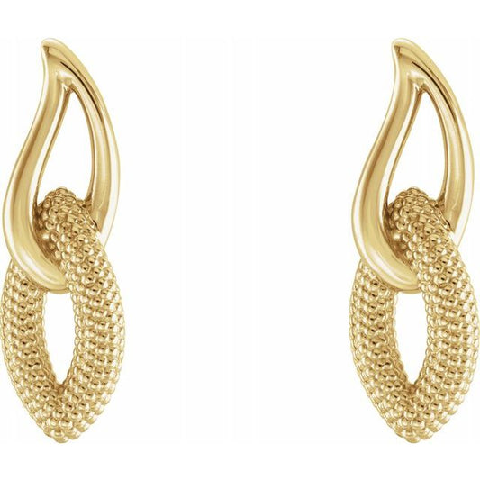 Beaded Drop Earrings in 14k Yellow Gold