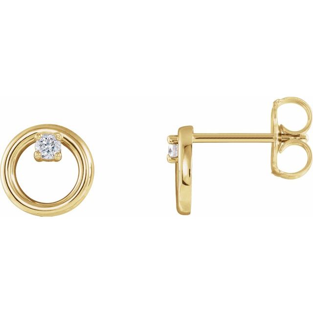 Diamond Circle Earrings in 14k Yellow Gold