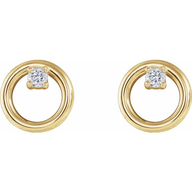 Diamond Circle Earrings in 14k Yellow Gold