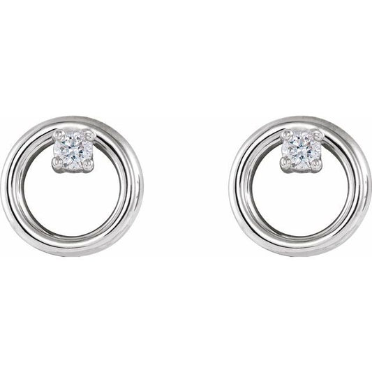 Diamond Circle Earrings in 14k White Gold