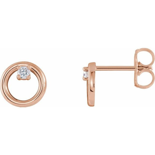 Diamond Circle Earrings in 14k Rose Gold