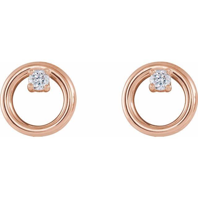 Diamond Circle Earrings in 14k Rose Gold