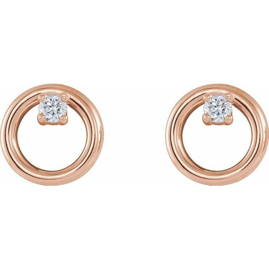 Diamond Circle Earrings in 14k Rose Gold