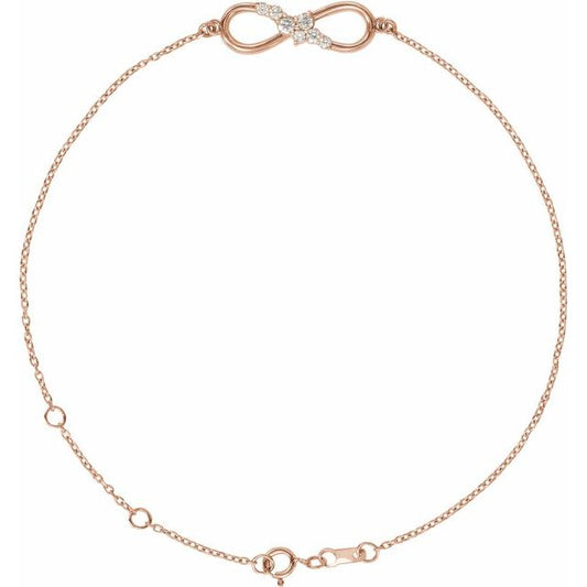 Natural Diamond Infinity Bracelet in 14k Rose Gold