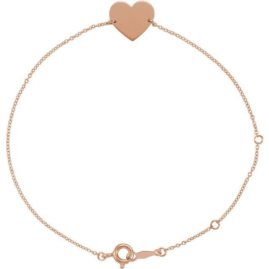 Engravable Heart Bracelet in 18k Rose Gold-Plated Sterling Silver