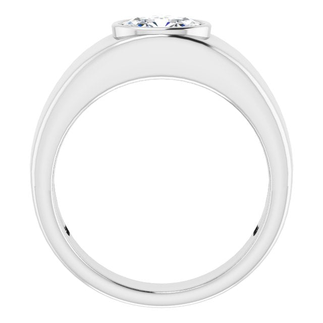 Men's Oval Engagement Ring in 14k White Gold