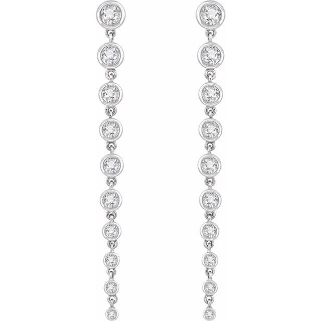 Graduated Diamond Drop Earrings in 14k White Gold