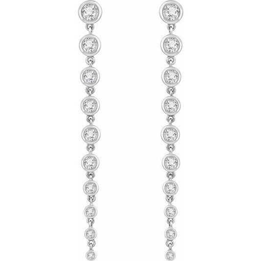 Graduated Diamond Drop Earrings in 14k White Gold