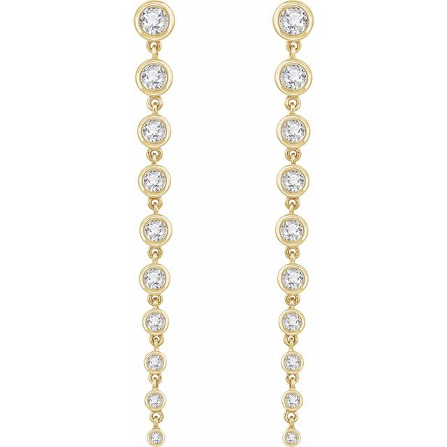 Graduated Diamond Drop Earrings in 14k Yellow Gold