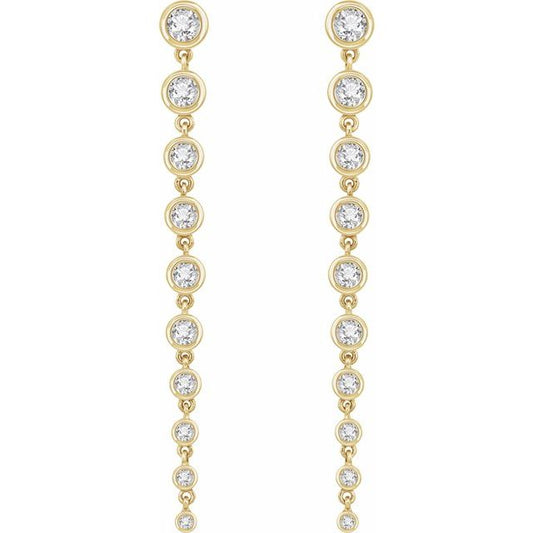 Graduated Diamond Drop Earrings in 14k Yellow Gold