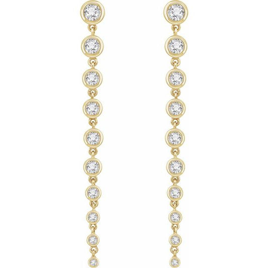 Graduated Diamond Drop Earrings in 14k Yellow Gold