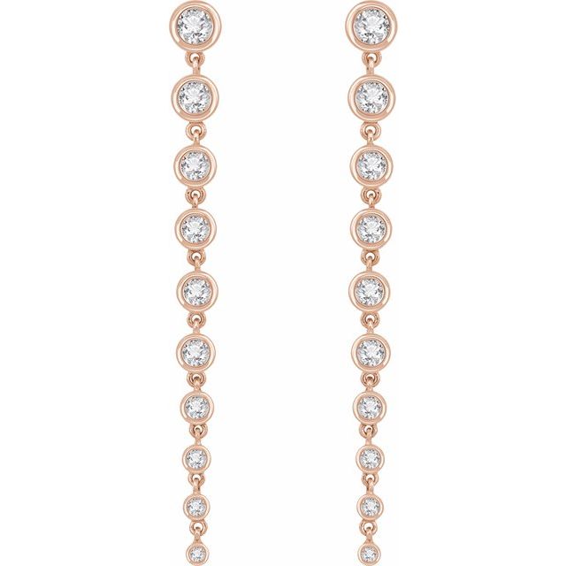 Graduated Diamond Drop Earrings in 14k Rose Gold