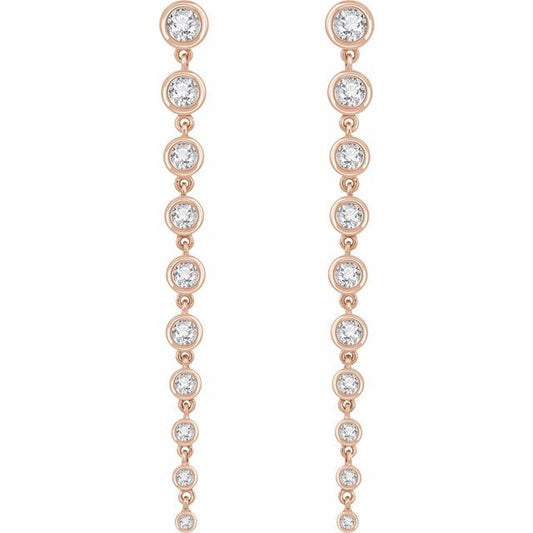 Graduated Diamond Drop Earrings in 14k Rose Gold