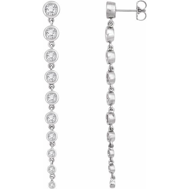 Graduated Diamond Drop Earrings in 14k White Gold