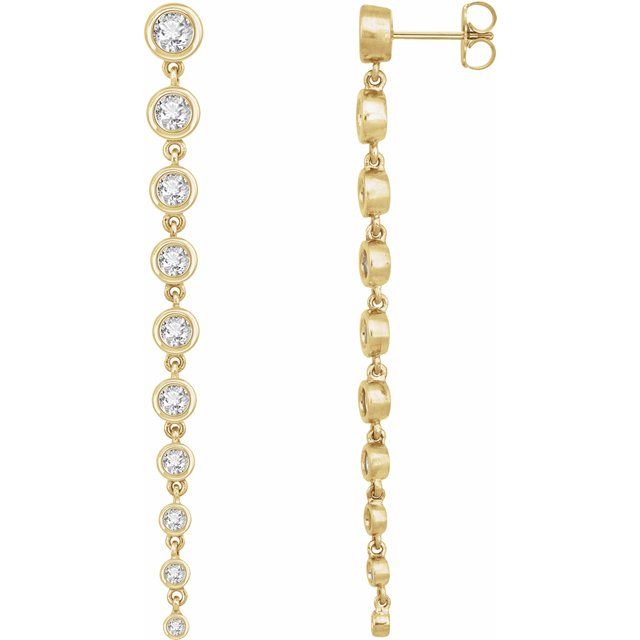 Graduated Diamond Drop Earrings in 14k Yellow Gold