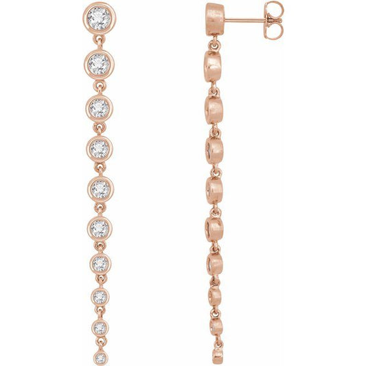 Graduated Diamond Drop Earrings in 14k Rose Gold