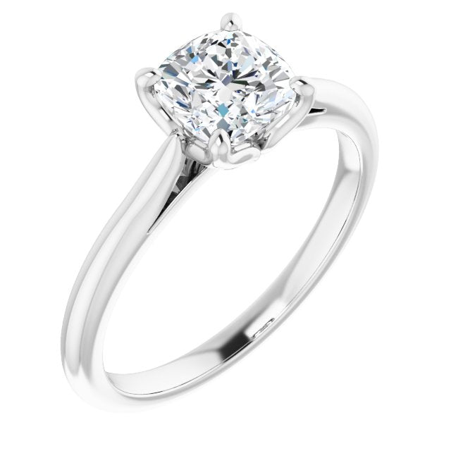 Asleo Cushion Solitaire Engagement Ring in Platinum