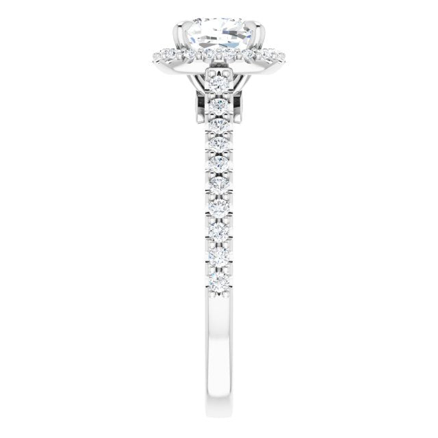 Asleo Halo-style Cushion Engagement Ring in 14k White Gold