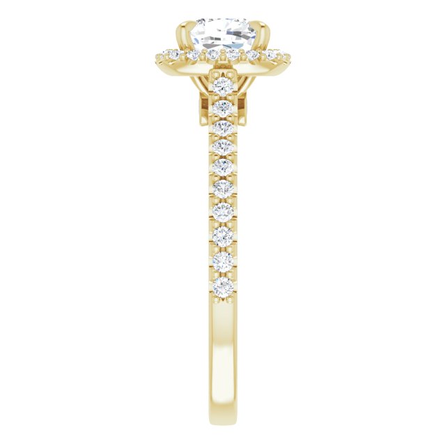 Asleo Halo-style Cushion Engagement Ring in 18k Yellow Gold