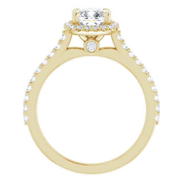 Asleo Halo-style Cushion Engagement Ring in 18k Yellow Gold