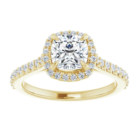 Asleo Halo-style Cushion Engagement Ring in 18k Yellow Gold