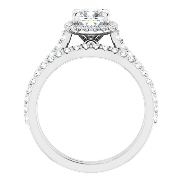 Asleo Halo-style Cushion Engagement Ring in 14k White Gold