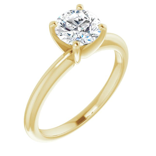 Asleo Round Solitaire Engagement Ring in 18k Yellow Gold