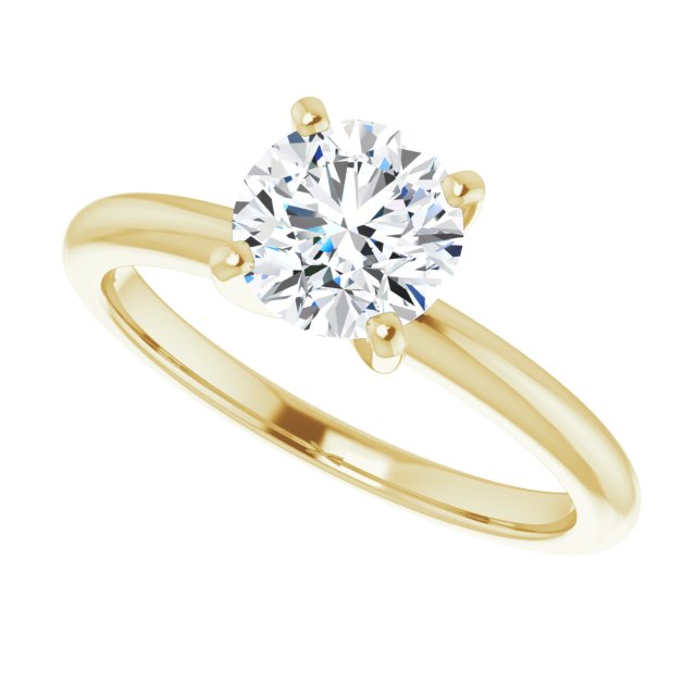 Asleo Round Solitaire Engagement Ring in 18k Yellow Gold