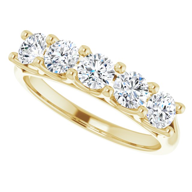 Asleo Round Stone Wedding Band in 18k Yellow Gold