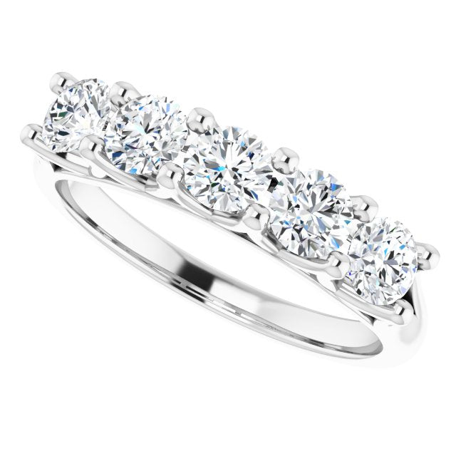 Asleo Round Stone Wedding Band in Platinum