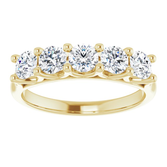 Asleo Round Stone Wedding Band in 18k Yellow Gold