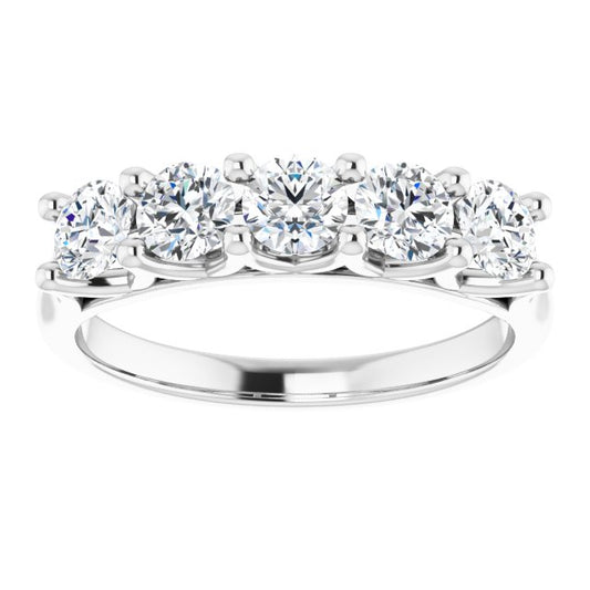 Asleo Round Stone Wedding Band in Platinum