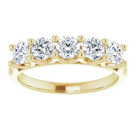 Asleo Round Stone Wedding Band in 18k Yellow Gold