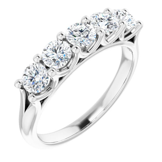 Asleo Round Stone Wedding Band in Platinum