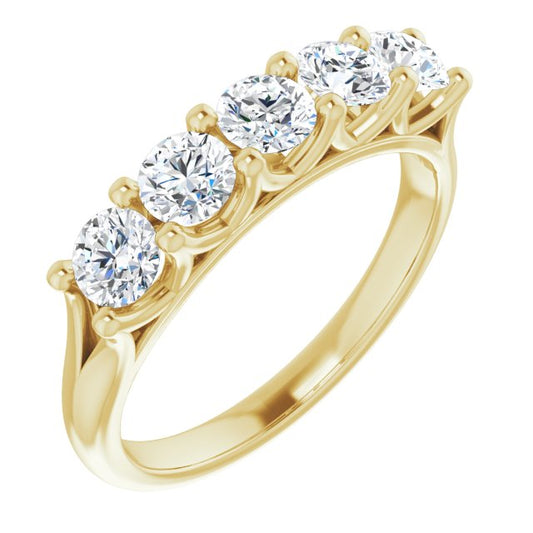 Asleo Round Stone Wedding Band in 18k Yellow Gold